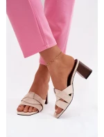 Dámské lodičky na podpatku s pásky Eko semiš Béžové Corivelle