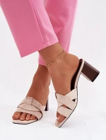 Dámské lodičky na podpatku s pásky Eko semiš Béžové Corivelle