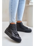 Zateplené Dámské Tenisky Na Platformě Černé Zateplené Dámské Tenisky Na Platformě Černé