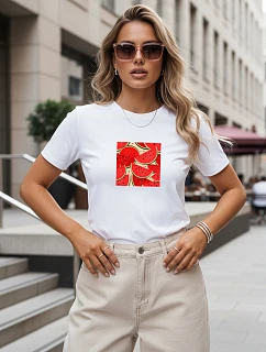 Dámské bavlněné tričko s potiskem, bílé, FashionStreet NX8008RY