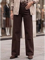 Dámské džíny s širokými nohavicemi a vysokým pasem, hnědé, FashionStreet UY3136 Dámské džíny s širokými nohavicemi a vysokým pasem, hnědé, FashionStreet UY3136