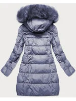 Dámská zimní prošívaná bunda ve vřesové barvě s kapucí (7702)