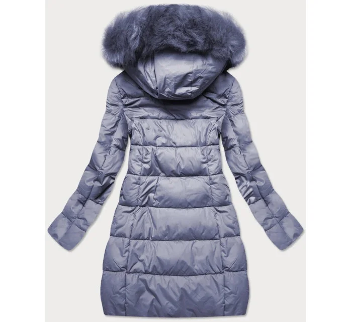 Dámská zimní prošívaná bunda ve vřesové barvě s kapucí (7702)