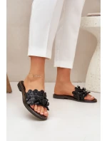 Zazoo 40381 Dámské Kožené Pantofle Na Plochém Podpatku Černé Zazoo 40381 Dámské Kožené Pantofle Na Plochém Podpatku Černé