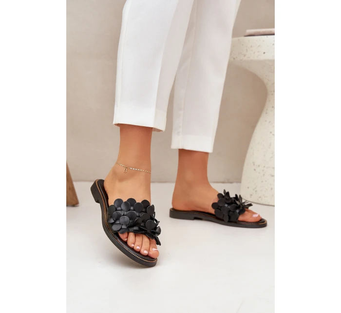 Zazoo 40381 Dámské Kožené Pantofle Na Plochém Podpatku Černé Zazoo 40381 Dámské Kožené Pantofle Na Plochém Podpatku Černé