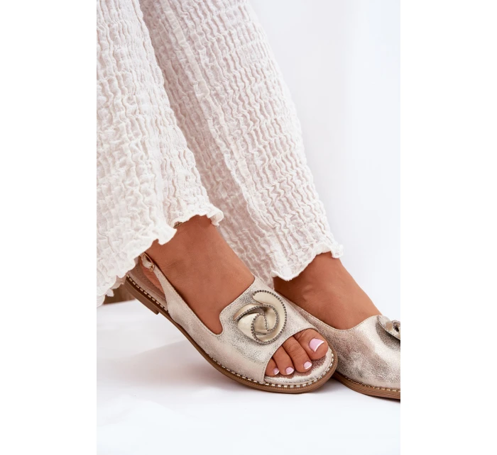 Lesklé dámské sandály s ozdobou S.Barski KV51-006 zlaté