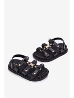 Dívčí sandály se zlatým detailem černé Lunessa