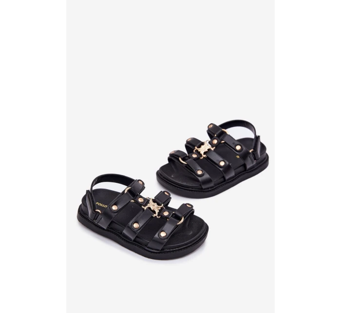 Dívčí sandály se zlatým detailem černé Lunessa