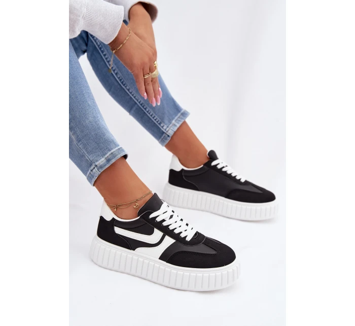 Dámské tenisky na platformě z eko semiše Černé Cadrina Dámské tenisky na platformě z eko semiše Černé Cadrina