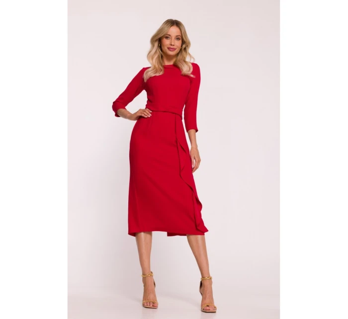 S425 Šaty s volánkem - červené