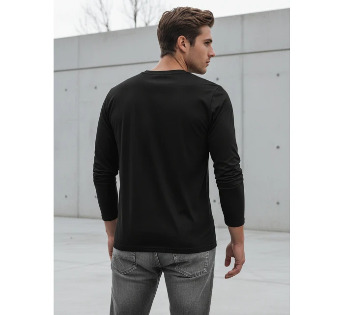 Pánské černé tričko FashionStreet s dlouhým rukávem LX0577 Pánské černé tričko FashionStreet s dlouhým rukávem LX0577