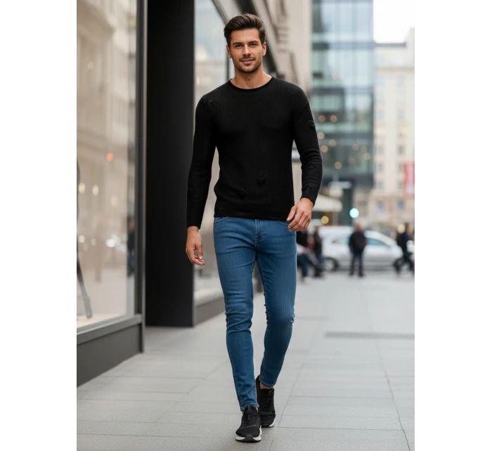 Pánský černý svetr model 21995247 - Dstreet Pánský černý svetr model 21995247 - Dstreet