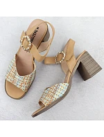 Dámské pletené béžové sandály na jehlovém podpatku M.Daszynski MR24125-4