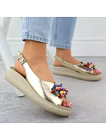 Dámské kožené sandály Filippo DS6983 s korálky a zlatou metalízou