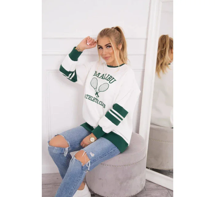 Zateplená mikina Malibu ecru+ tmavě zelená