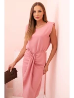 Dámská pruhovaná bavlněná šaty s V výstřihem a knoflíky tmavě mátová