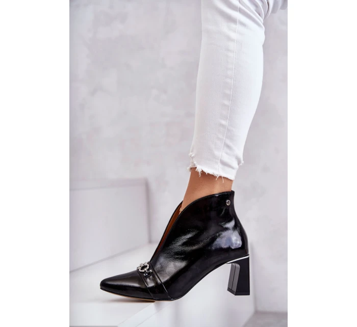 Kožené holínky na sloupku Černe model 21598292 - Maciejka