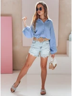 Dámská mušelínová košile oversize modrá model 21989198 - Dstreet Dámská mušelínová košile oversize modrá model 21989198 - Dstreet
