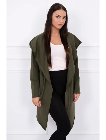 Volně padnoucí khaki bunda s kapucí Volně padnoucí khaki bunda s kapucí