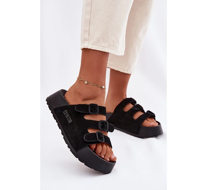 Dámské pantofle na masivní platformě s pásky Big Star model 22069662 Černé - Big Star Shoes Dámské pantofle na masivní platformě s pásky Big Star model 22069662 Černé - Big Star Shoes