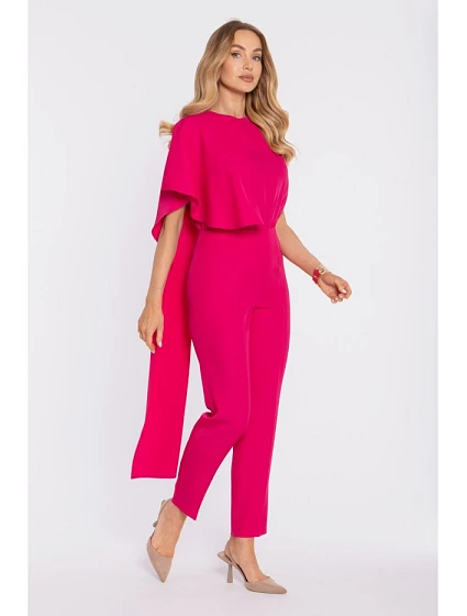 Asymetrický overal s a pasem fuchsiový model 22040576 - Moe Asymetrický overal s a pasem fuchsiový model 22040576 - Moe