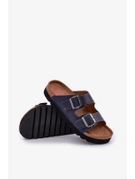 Pánské lehké pantofle s přezkami z ECO kůže Big Star – tmavě modré