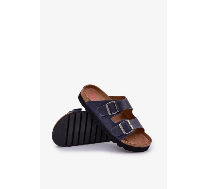 Pánské lehké pantofle s přezkami z ECO kůže Big Star – tmavě modré