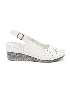 Luxusní bílé  sandály dámské na klínku