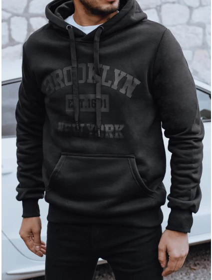 Pánská zateplená mikina s potiskem černá model 21992979 - Dstreet