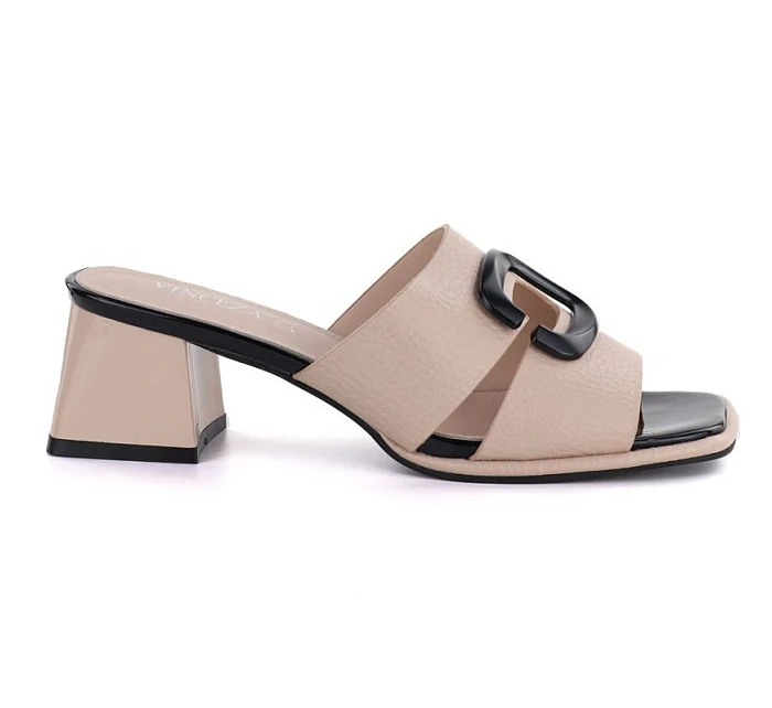 Dámské žabky na podpatku béžové Vinceza 62284 Dámské žabky na podpatku béžové Vinceza 62284
