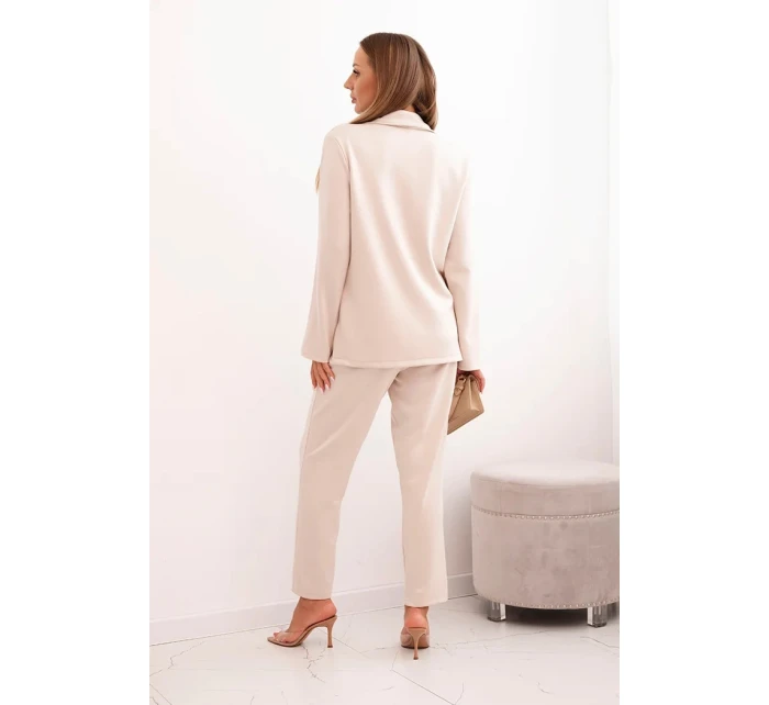 Komplet dámský s viskózou s ozdobami a elastickými kalhotami béžový Komplet dámský s viskózou s ozdobami a elastickými kalhotami béžový