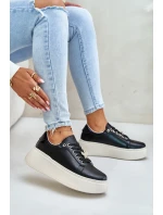Kožené Dámské Sneakersy Na Platformě S  Černé model 21675586 - VINCEZA