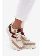 Dámské tenisky na platformě se zlatými vložkami Béžové Zalvra Dámské tenisky na platformě se zlatými vložkami Béžové Zalvra