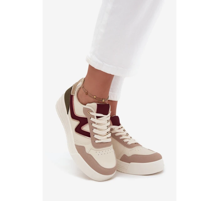 Dámské tenisky na platformě se zlatými vložkami Béžové Zalvra Dámské tenisky na platformě se zlatými vložkami Béžové Zalvra