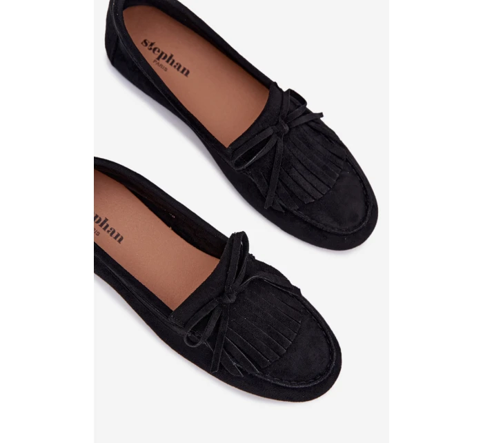 Dámské mokasíny s třásněmi černé model 21919027 - Boto