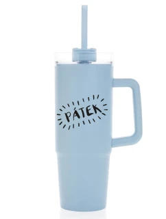 PÁTEK - světle modrý cestovní hrnek s průhledným víčkem 900 ml  