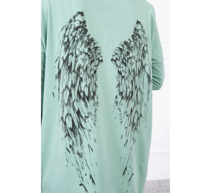 Tmavě mátová mikina s potiskem model 21755706 - K-Fashion