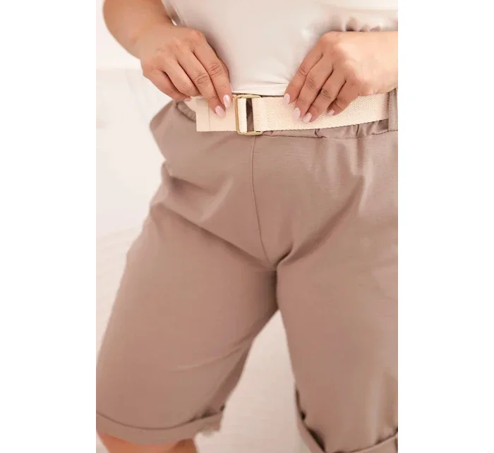 Dámské bavlněné šortky Plus Size s páskem fango Dámské bavlněné šortky Plus Size s páskem fango