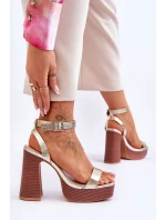 Kožené Sandály Na Robustní Platformě zlato Marina Kožené Sandály Na Robustní Platformě zlato Marina