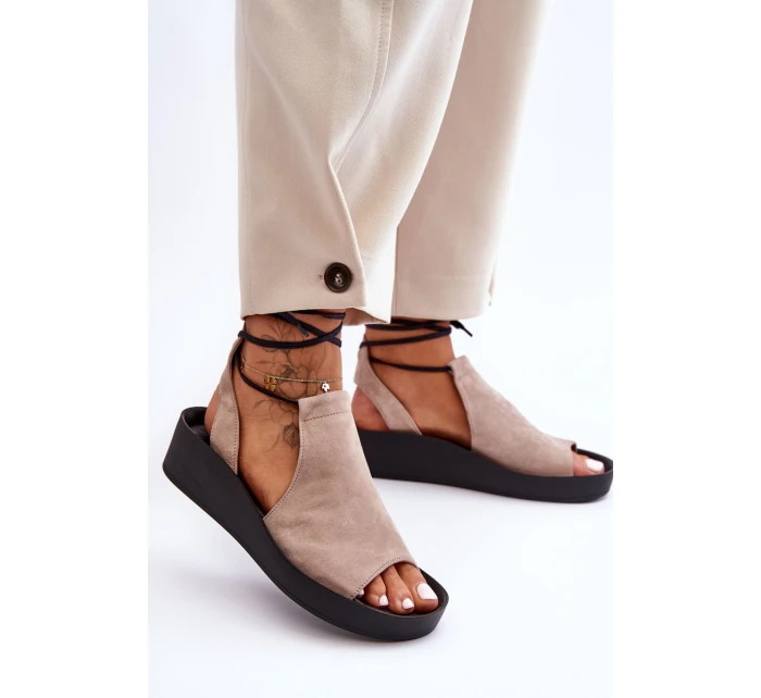 Zazoo 2743 Semišové sandály na klíně Beige Zazoo 2743 Semišové sandály na klíně Beige