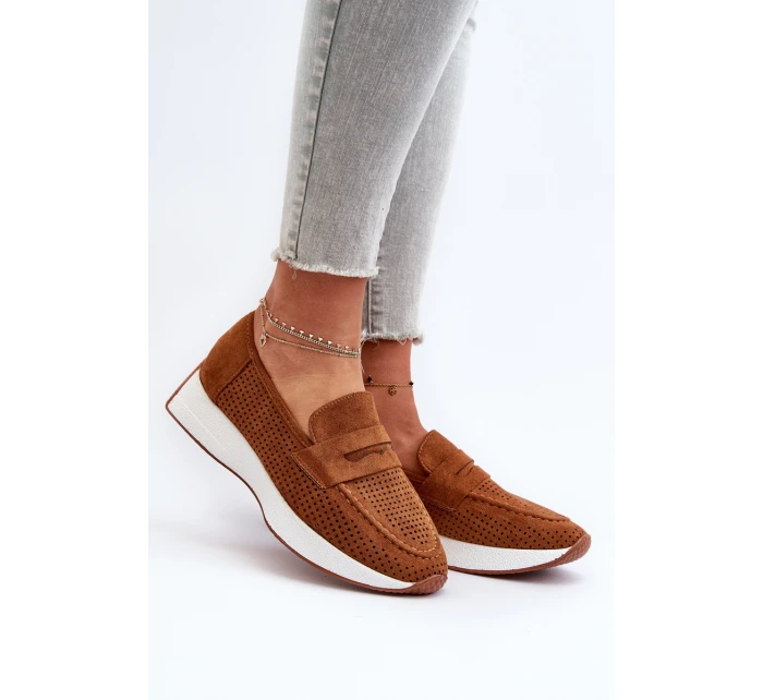 Dámské mokasíny na platformě z semiše Camel model 21656664 - Boto