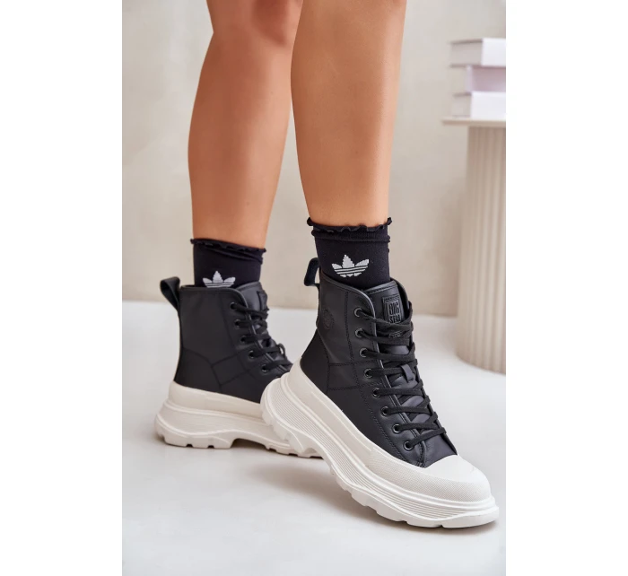 Kožené Zateplené Tenisky Na Masivní Platformě Big Star model 21676148 Černé - Big Star Shoes Kožené Zateplené Tenisky Na Masivní Platformě Big Star model 21676148 Černé - Big Star Shoes