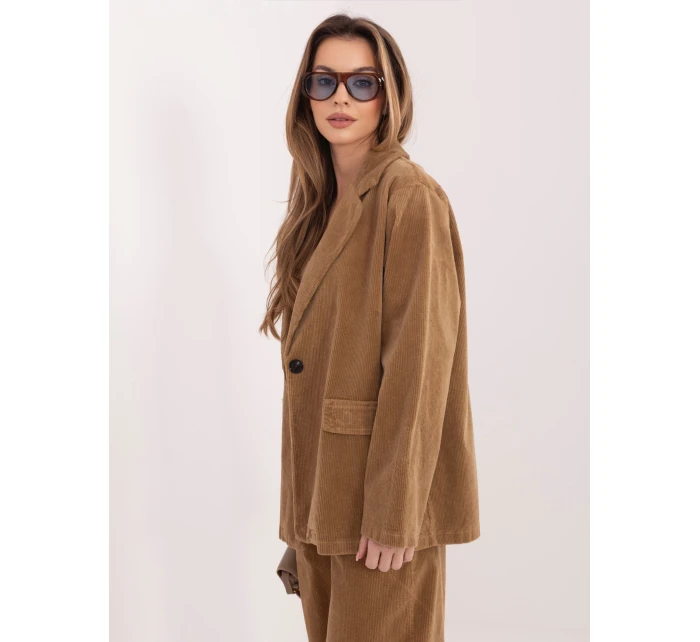 Marynarka IT MA model 22016587 camelowy - FPrice Marynarka IT MA model 22016587 camelowy - FPrice