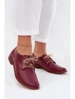 Dámské kožené elegantní šněrovací polobotky Zazoo – bordó