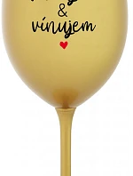 MILUJEM & VÍNUJEM - zlatý pohár na víno 350 ml