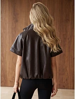 Kurtka damska skórzana z krótkim rękawem brązowa FashionStreet TY6064 Kurtka damska skórzana z krótkim rękawem brązowa FashionStreet TY6064