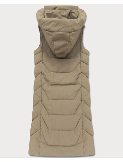 Dámská prošívaná vesta s kapucí, béžová model 22395529 - J.STYLE Dámská prošívaná vesta s kapucí, béžová model 22395529 - J.STYLE