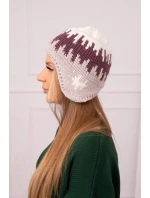 Dámská čepice Nikol K405 bílá+tmavě fialová+béžová