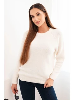 Dámský svetr z baby alpaky s dlouhým rukávem ecru