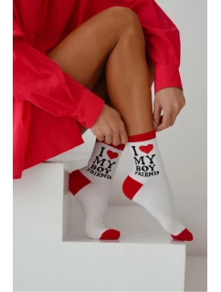 Dámské ponožky s nápisem „I LOVE MY BOYFRIEND“ – bílé
